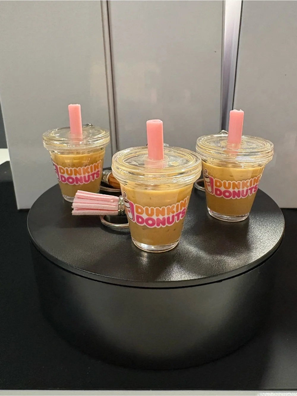Dunkin' Donuts Iced Coffee Keychain Trio - Pink Straw 10.00 each or all 3 for 25